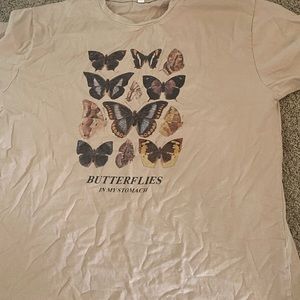 Oversized tan butterfly shirt
